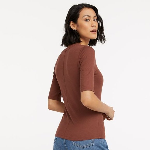 NWT 2/$25 Eco Friendly Sustainable CREW NECK ELBOW SLEEVE Super Soft TEE - Picture 2 of 2